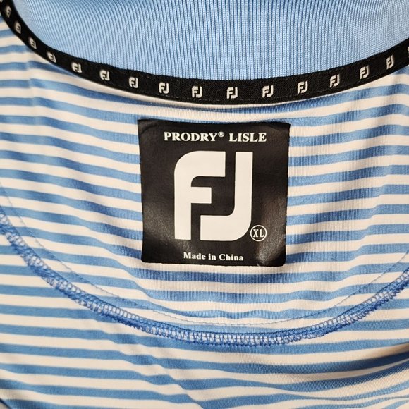 FootJoy Prodry Lisle Light Blue and White Striped Polo Size XL - Picture 6 of 7